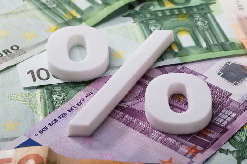 Prozentzeichen auf Geldscheinen